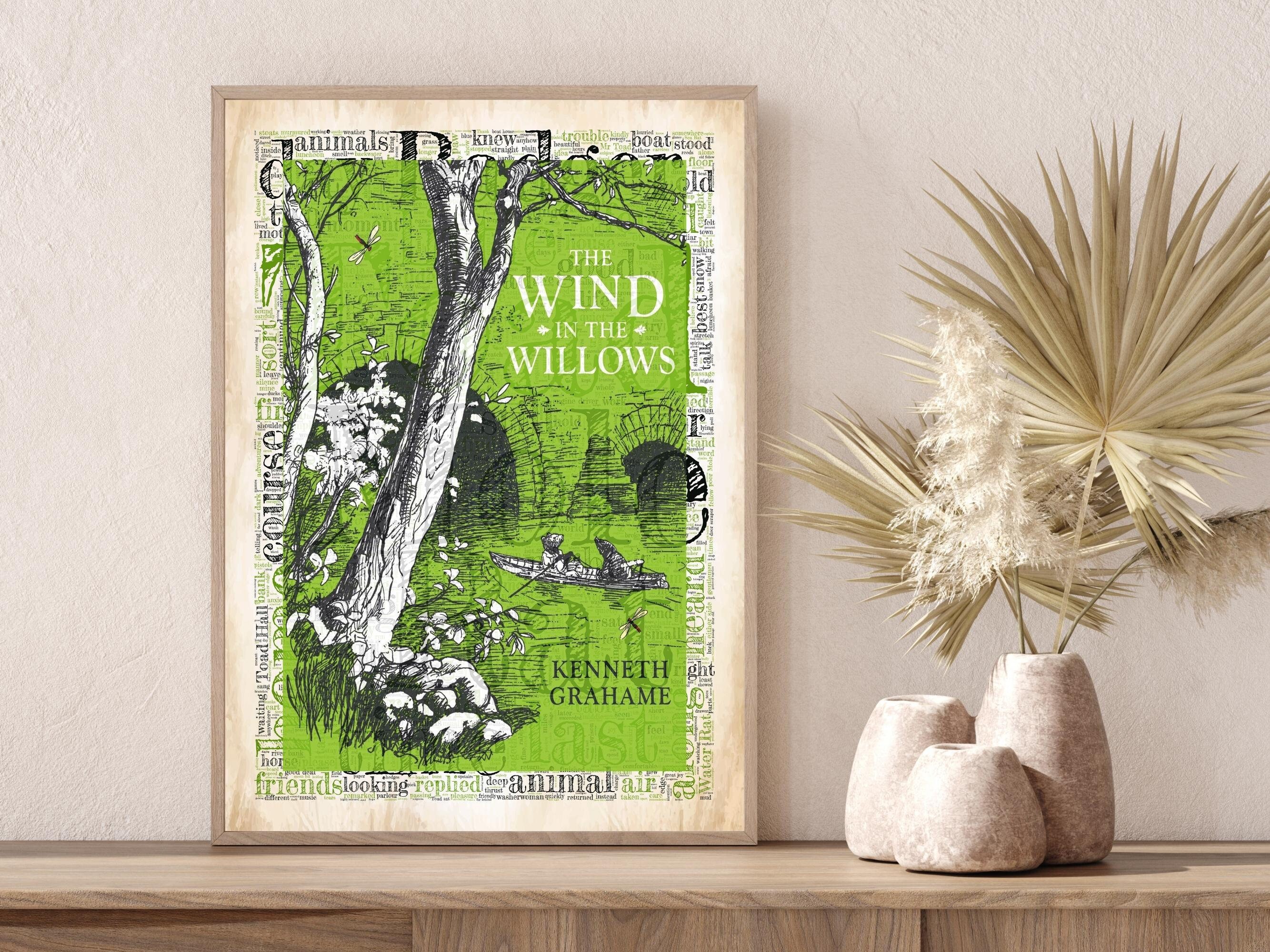 The Wind in the Willows Book Cover on a Vintage Word Cloud Featuring ...