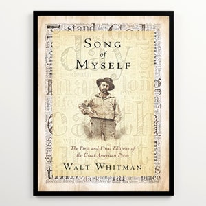 Walt Whitman Song of Myself Book Cover and Word Cloud Art, Set of 2 Digital Prints, Poetry Book Art, Gift for Poet, Classroom Wall Decor