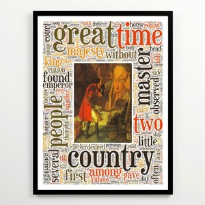 Gulliver's Travels Word Art, Gulliver's Travels Illustration Print, Satirisches Poster, Bücher wanddeko, Buch geschenk