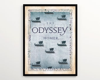 Die Odyssee Buch Cover Art mit 2000 Wörter des Buches, Homer Set von 2 Prints, Altgriechische Epische Poesie Art Print, Altertumskunde Geschenk