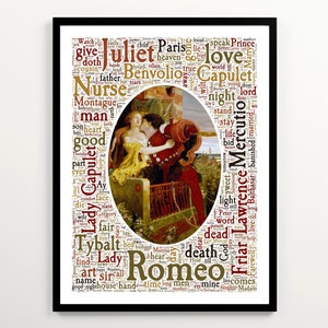 Shakespeare&#39;s Romeo and Juliet Word Cloud, Shakespeare Printable, Romeo and Juliet Art, English Literature Print, Shakespeare Play Poster