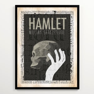 Shakespeare's Hamlet Set of 2 Prints, Book Cover Art Featuring 2000 Words of the Book, Literary Art Printable, Instant Download