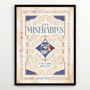 Les Miserables Book Cover & Word Cloud Art, Set of 2 Prints, Victor Hugo Poster, Literary Fiction Poster, Unique Gift for Book Lovers