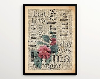 Gustave Flaubert's MADAME BOVARY Word Cloud Printable Featuring 2000 Words of the Book