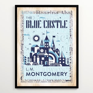 The Blue Castle Book Cover on Vintage Word Cloud Featuring 2000 Most Frequent Words of the Book, Book Lover&#39;s Gift, Printable Literary Art