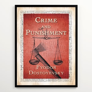 Crime and Punishment Book Art Featuring 2000 Words of the Book, Set of 2 Prints, Fyodor Dostoevsky Poster, Reading Nook Wall Art