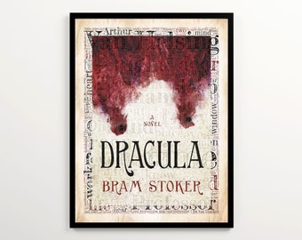 Dracula Book Cover and Word Cloud Art, Set of 2 Prints, Bram Stoker Dracula Prints, Spooky Wall Decor, Printable Halloween Art, Literary Art