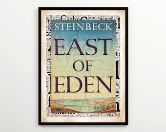 John Steinbeck Na wschód od Edenu – okładka pierwszego wydania na starej chmurze słów, zawierająca 2000 słów z książki, do natychmiastowego pobrania