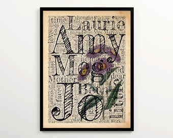 Little Women Word Cloud Art Featuring 2000 Words of the Book, Louisa May Alcott Book Poster, Reading Nook Wall Decor, Bookish Gift for Women