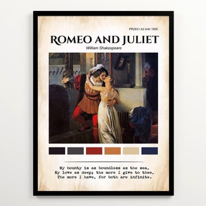 Romeo and Juliet Art Print, Shakespeare Printable Quote, English Classroom Decor, Gift for Theater Actor, Book Nook Wall Art, Library Decor