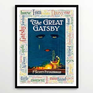 The Great Gatsby Book Cover Art Printable, American Novel Poster, Classroom Wall Decor, Gift for Book Lover, Classic Literature Art Print