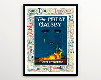 The Great Gatsby Book Cover Art Printable, American Novel Poster, Classroom Wall Decor, Gift for Book Lover, Classic Literature Art Print