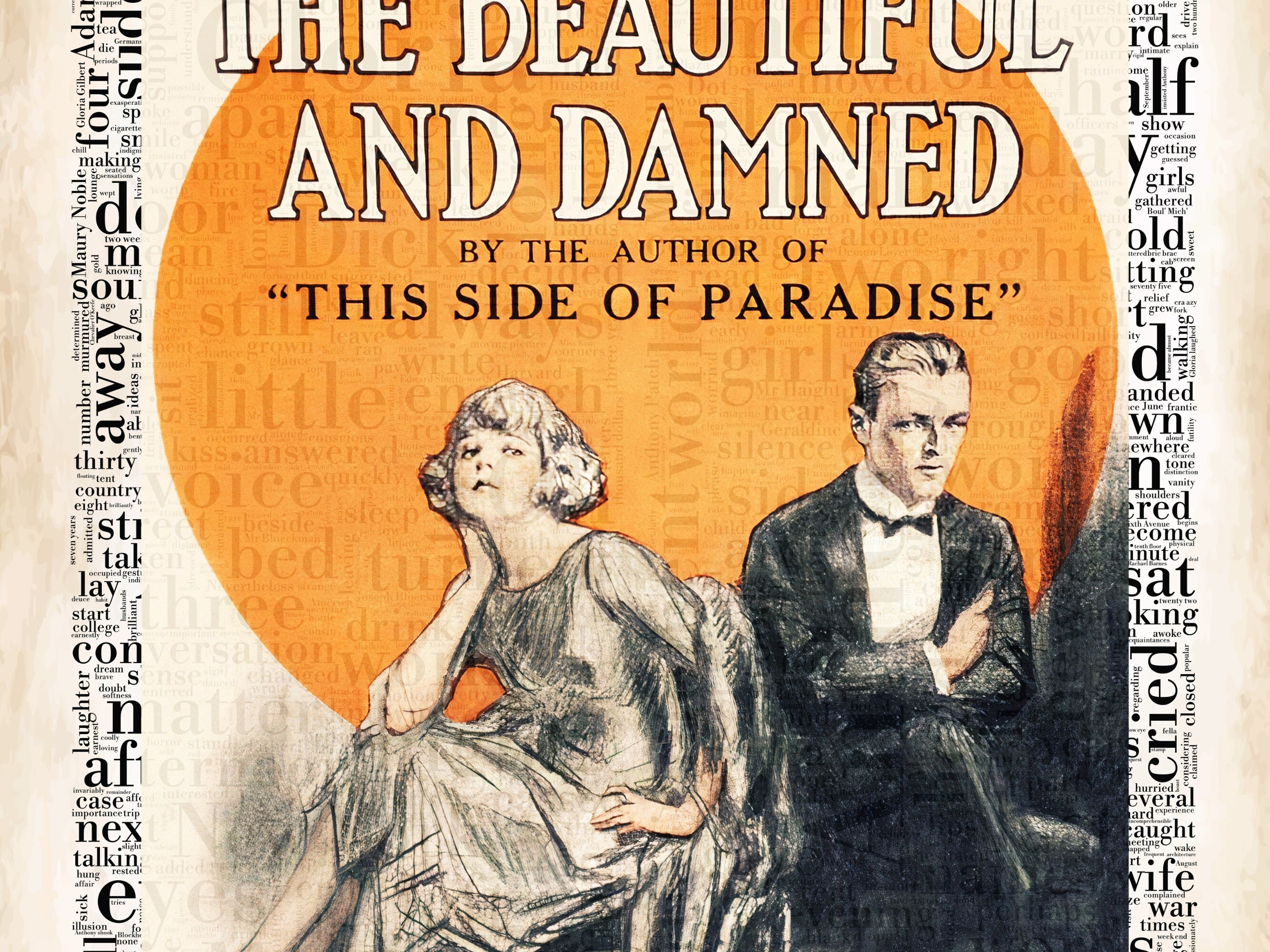 The Beautiful and Damned First Edition Cover Art Featuring 2000 Words