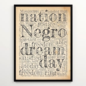 Martin Luther King Jr I Have a Dream Speech Word Cloud, Inspirational African American History Classroom or Dorm Room Poster, Digital Print