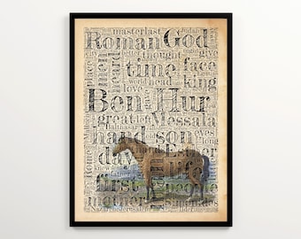 Lew Wallace's BEN HUR Vintage Word Cloud Art Featuring 2000 Words of the Book