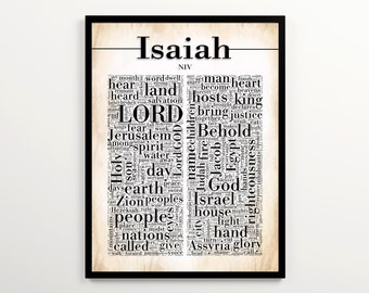 Isaiah Scripture Art Featuring 2000 Words of the Book, Bible Wall Art Printable, Church Wall Decor, Christian Home Decor, Gift for Pastor
