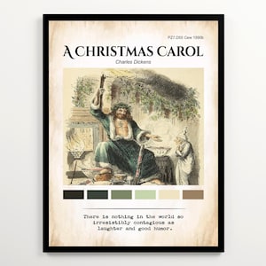 A Christmas Carol Literary Art Print, Christmas Gift for Charles Dickens Fan, Gift for Book Lovers, Holiday Wall Decor, Literary Wall Art