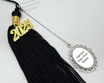 Silver Oval Graduation Cap Photo Frame Tassel/Car/Bouquet Charm (Upload Your Own Photo)