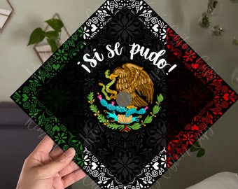 Mexican Flag Graduation Cap Spanish Printed Cap Topper