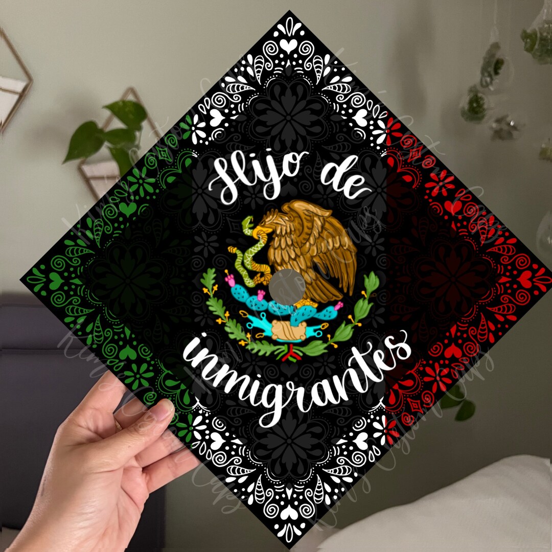 Mexican Flag Graduation Cap Spanish Printed Cap Topper - Etsy display picture 1