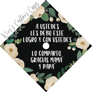 Floral Graduation Cap Spanish Printed Cap Topper