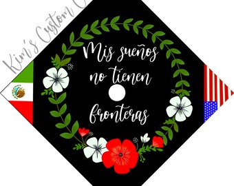 Graduation Cap Printed Cap Topper Interchangeable Flags First Generation Student