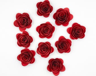 Rosas/flores de papel em rolo (pacote com 10/escolha sua cor)