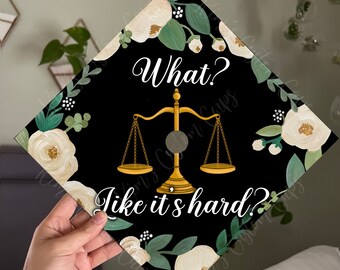 Law Lawyer Justice Scales Floral Printed Graduation Cap Topper