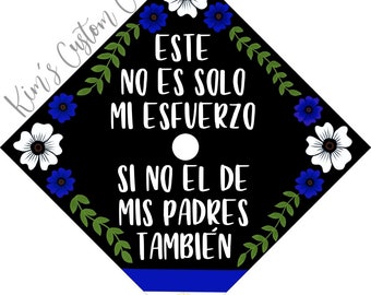 Graduation Cap Printed Cap Topper Interchangeable Flag First Generation Student Spanish