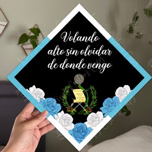 Floral Spanish Guatemala Flag Printed Graduation Cap Topper