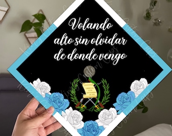 Floral Spanish Guatemala Flag Printed Graduation Cap Topper