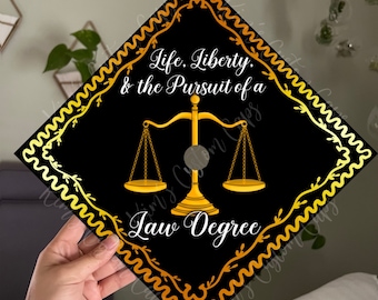 Law Lawyer Justice Scales Printed Graduation Cap Topper