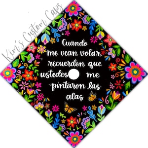 Floral Spanish Printed Graduation Cap Topper