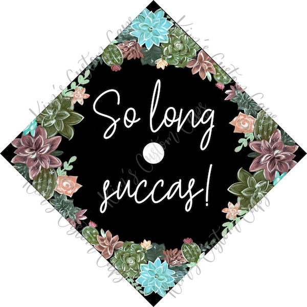 Plant Themed Succulent Printed Graduation Cap Topper