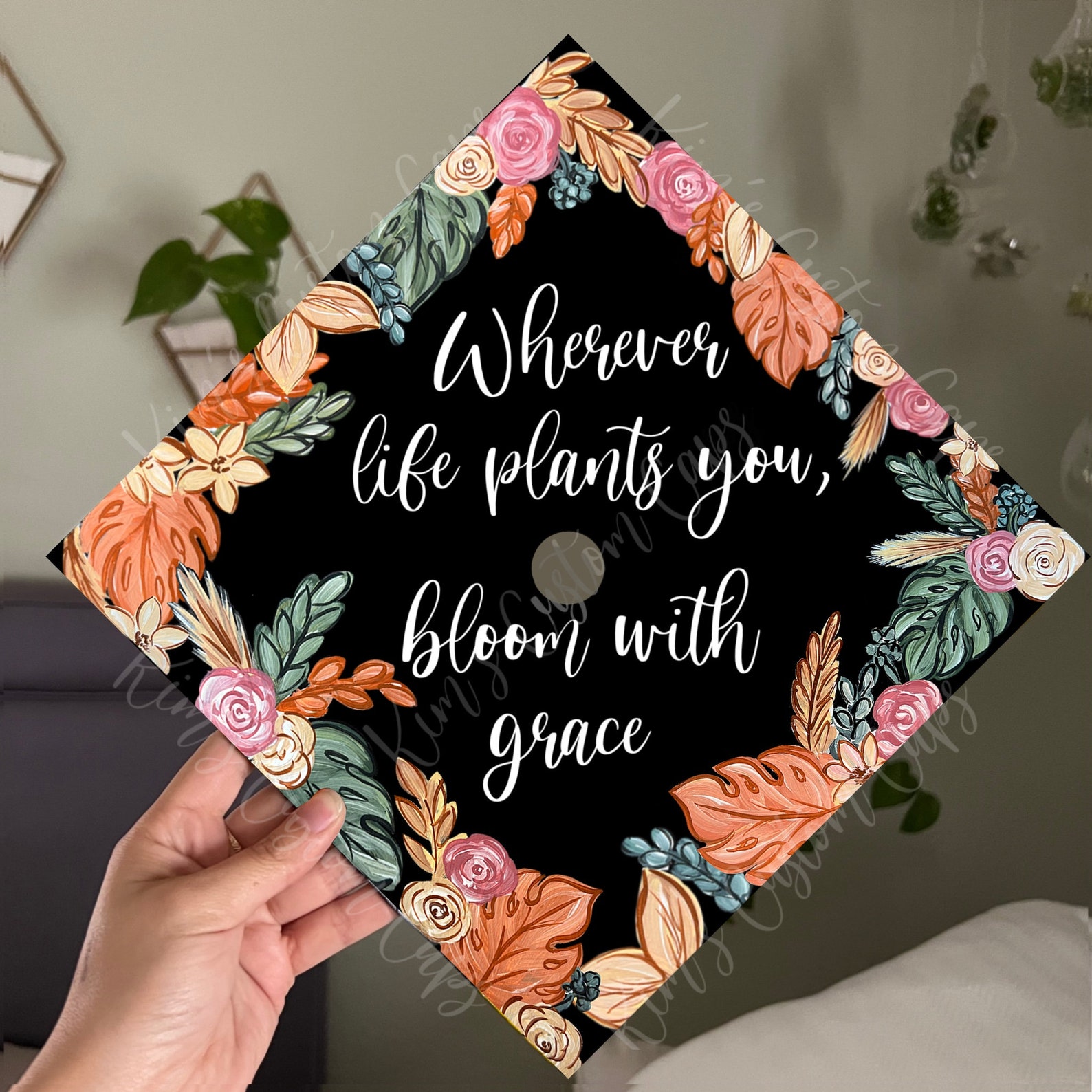 Boho Monstera Plant Themed Graduation Cap Printed Cap Topper - Etsy