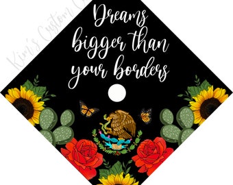 Floral Graduation Cap Spanish Printed Cap Topper
