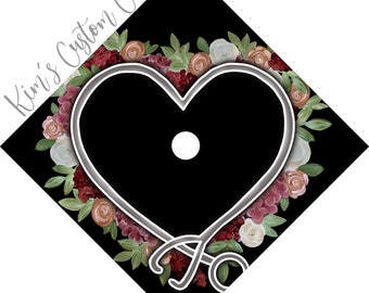 Nursing Floral Printed Custom Quote Graduation Cap Topper