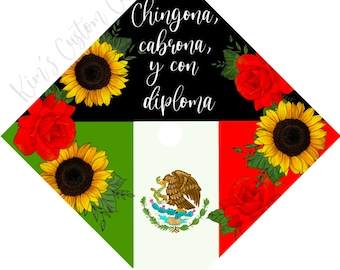 Graduation Cap Printed Cap Topper Interchangeable Flag First Generation Student Spanish