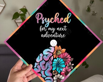 Pyschology Therapist Brain Graduation Cap Printed Cap Topper