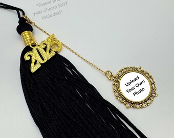 Small Gold Round Graduation Cap Photo Frame Tassel/Car/Bouquet Charm (Upload Your Own Photo)