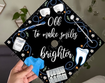 Dentist Dentistry Dental Printed Premade Graduation Cap Printed Cap Topper