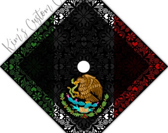 Mexican Flag Printed Custom Quote Graduation Cap Topper