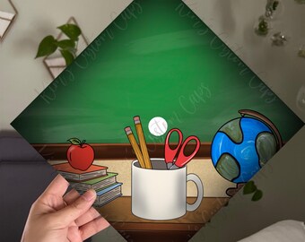 Teacher Classroom Graduation Cap Custom Quote Cap Topper Elementary Education