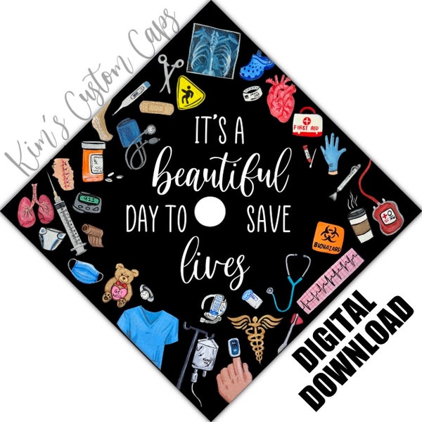 Nurse Nursing Student Medical Doctor Graduation Cap Printed Cap Topper DIGITAL DOWNLOAD