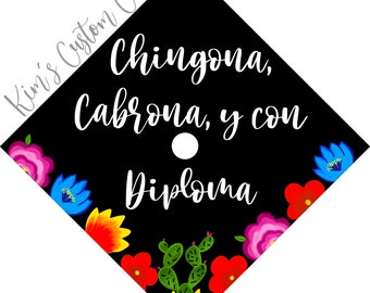 Floral Graduation Cap Spanish Printed Cap Topper