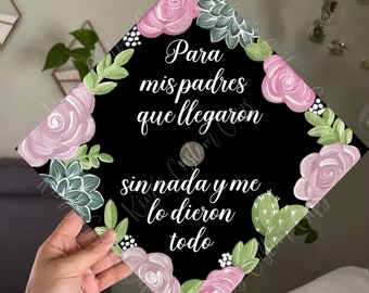 Floral Graduation Cap Spanish Printed Cap Topper