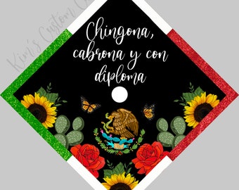 Flag Graduation Cap Spanish Printed Cap Topper