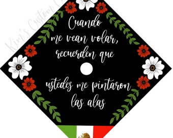Graduation Cap Printed Cap Topper Interchangeable Flag First Generation Student Spanish
