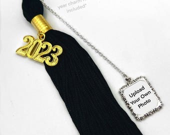 Silver Graduation Cap Photo Frame Tassel/Car/Bouquet Charm (Upload Your Own Photo)