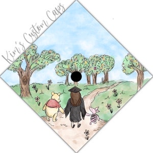 Hunny Bear with Graduate Custom Quote Graduation Cap Topper